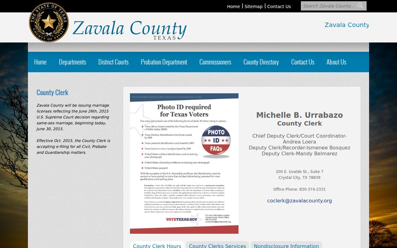 Batesville warrant routing compared with the separate Zavala County Clerk office