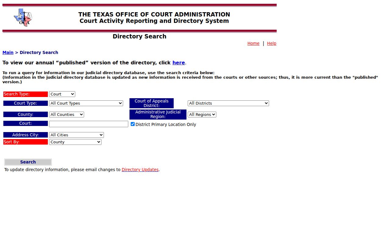 Zavala County warrant routing through the official public court directory