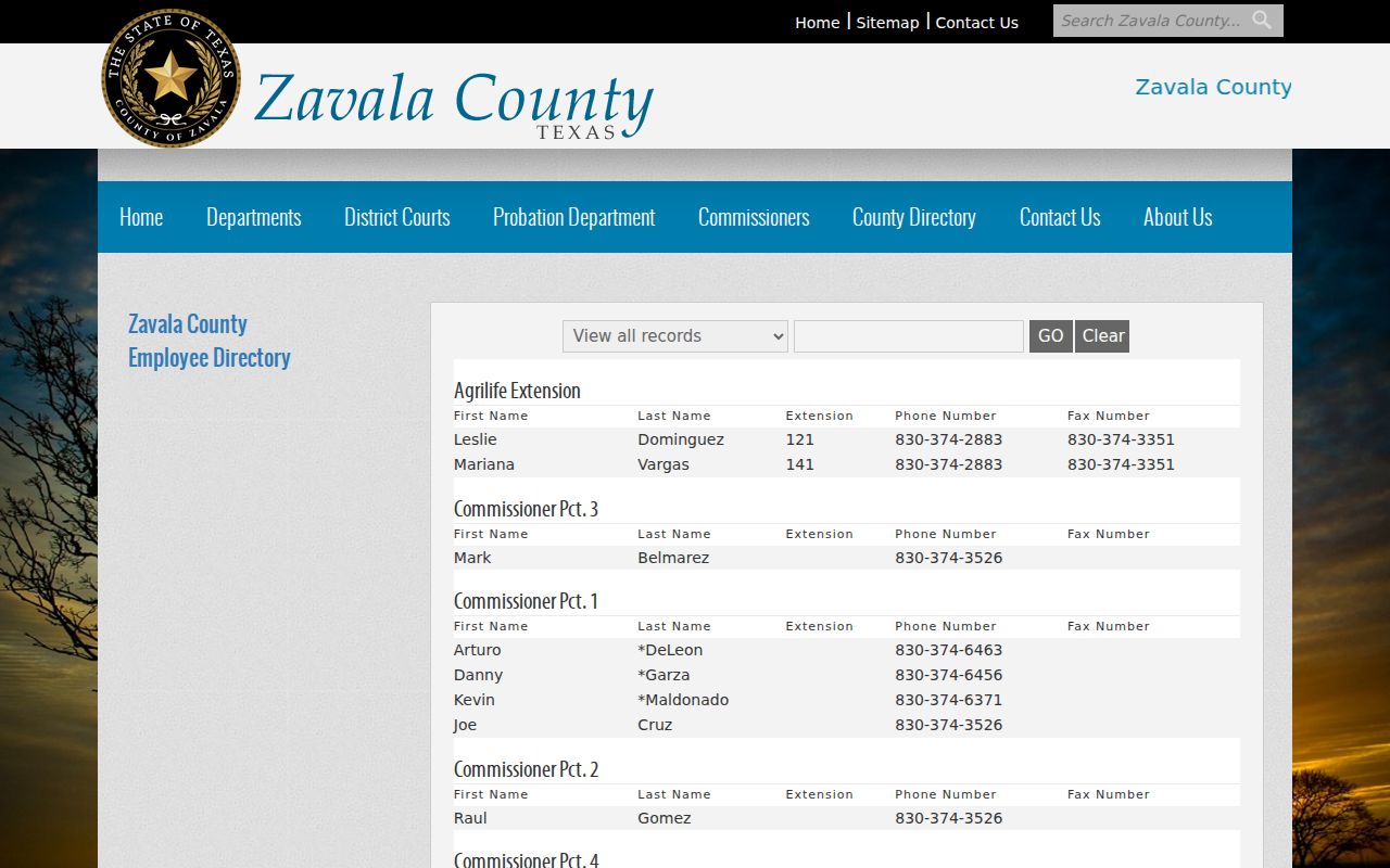 Zavala County warrant records route through separate court and clerk offices